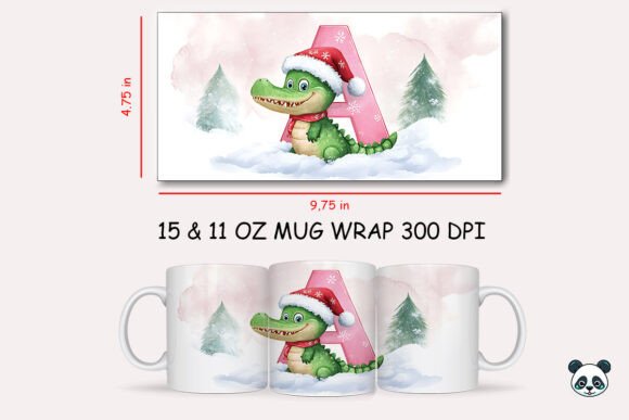 Christmas Baby Letter A with Alligator Mug Wrap 1 Graphics and Crafts