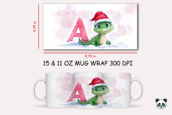 Christmas Baby Letter a with Alligator Mug Wrap 2 Graphics and Crafts