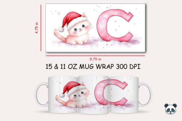 Christmas Baby Letter C with Cat Mug Wrap Graphics and Crafts Review