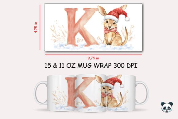 Christmas Baby Letter K with Kangaroo Mug Wrap Graphics