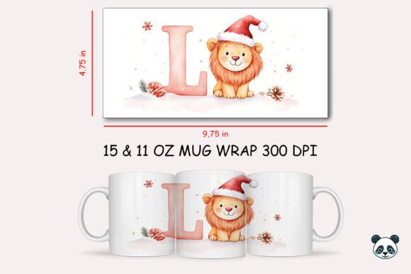 Christmas Baby Letter L with Lion Mug Wrap Graphics and Crafts Review