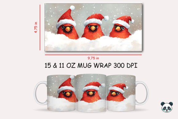Christmas Cardinal Mug Wrap Graphics for Crafts