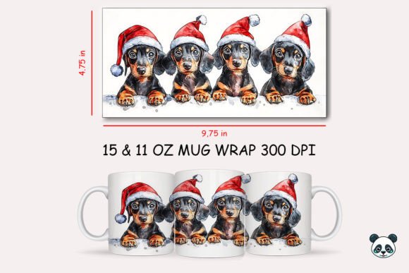 Christmas Dachshund Mug Wrap Graphics for Crafts