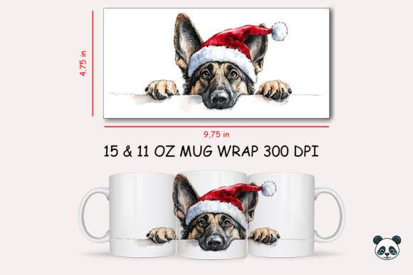 Christmas German Shepherd Mug Wrap Graphics and Crafts