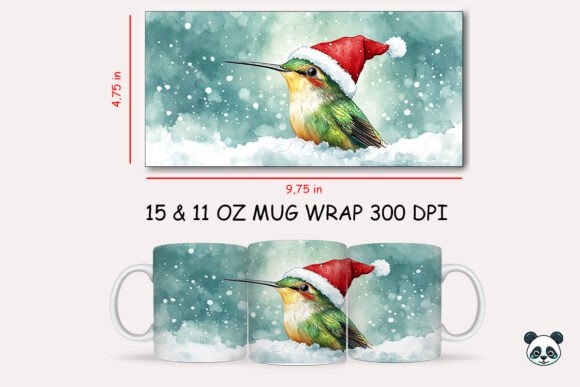 Christmas Hummingbird Mug Wrap Graphics for Crafts