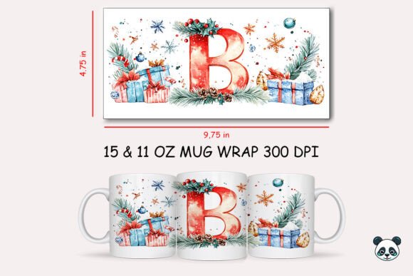 Christmas Letter B Mug Wrap Sublimation Graphics and Crafts