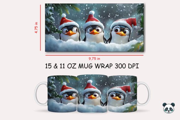 Christmas Penguin Mug Wrap Graphics and Crafts