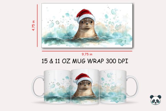 Christmas Sea Lion Mug Wrap 2: Graphics for Crafts Publishing