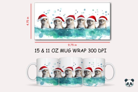 Christmas Sea Lion Mug Wrap Graphics
