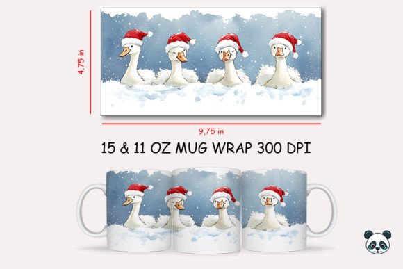 Christmas Tundra Swan Mug Wrap Graphics for Crafts