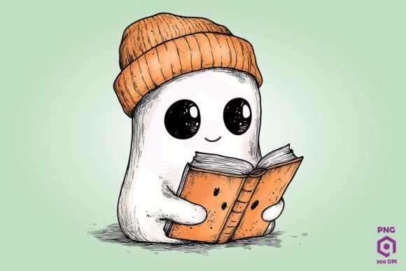 Cute Ghost Reading Book Clipart Review
