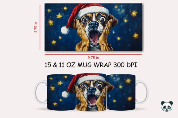 Funny Christmas Boxer Scream Mug Wrap 1 Graphics and Crafts