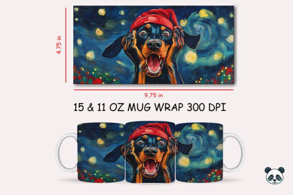 Funny Christmas Doberman Pinscher Scream Mug Wrap Graphics and Crafts