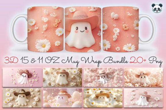 Ghost Wearing Cowboy Hat 3D Mug Bundle: Graphics for Crafts