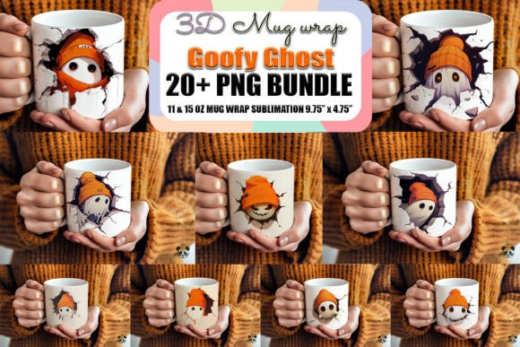 Halloween Ghost 3D Mug Wrap Bundle: Graphics for Crafts