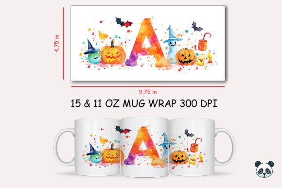 Halloween Letter A Mug Wrap Sublimation 2 Graphics and Crafts