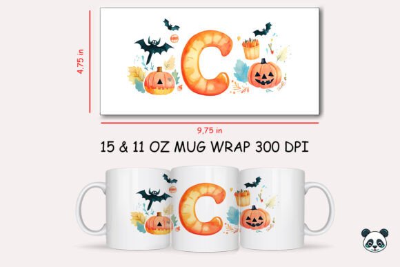 Halloween Letter C Mug Wrap Sublimation Graphics and Crafts