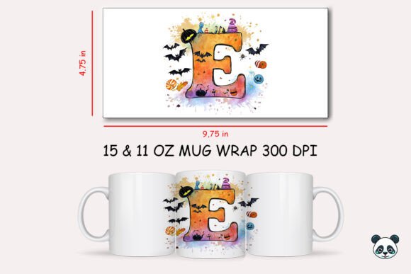 Halloween Letter E Mug Wrap Sublimation Graphics and Crafts