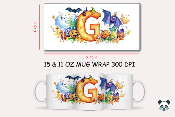 Halloween Letter G Mug Wrap Sublimation 1 Graphics and Crafts