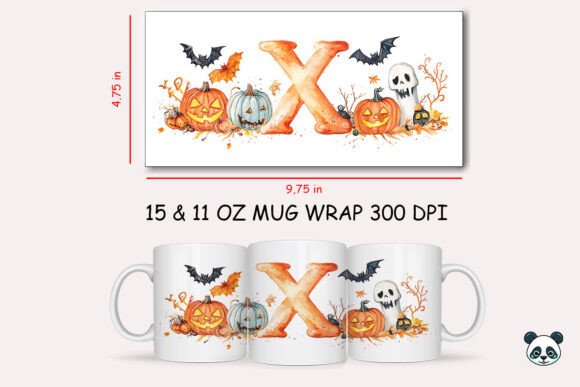 Halloween Letter X Mug Wrap Sublimation 3 Graphics and Crafts