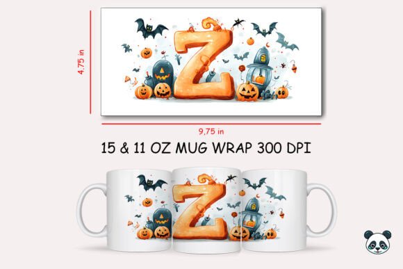 Halloween Letter Z Mug Wrap Sublimation Graphics
