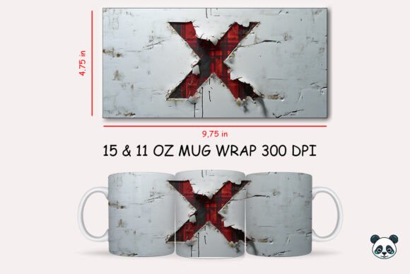 Red Plaid 3D Letter X Mug Wrap Graphics and Crafts Review