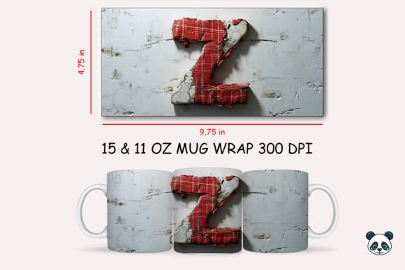 Red Plaid 3D Letter Z Mug Wrap Graphics and Crafts Review